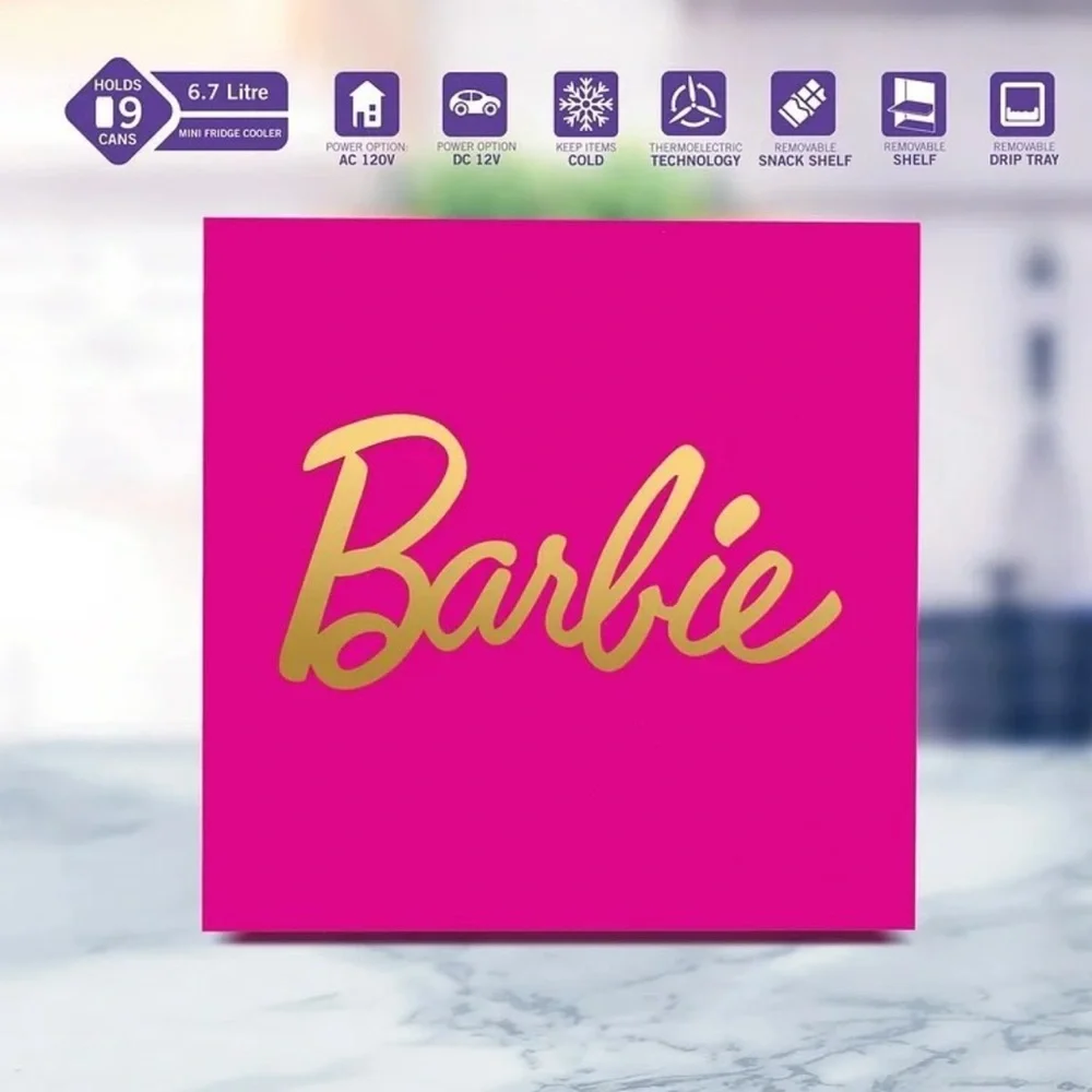 Last one Barbie Hot Pink Cooler Mini Fridge 6.7L Single Door 9 Can - Picture 4 of 12